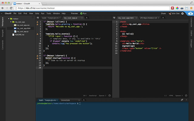 cloud 9 how to code on chromebook